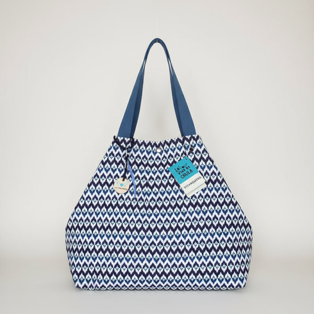 Bolso shopper grande Alda Geométrico tonos azules