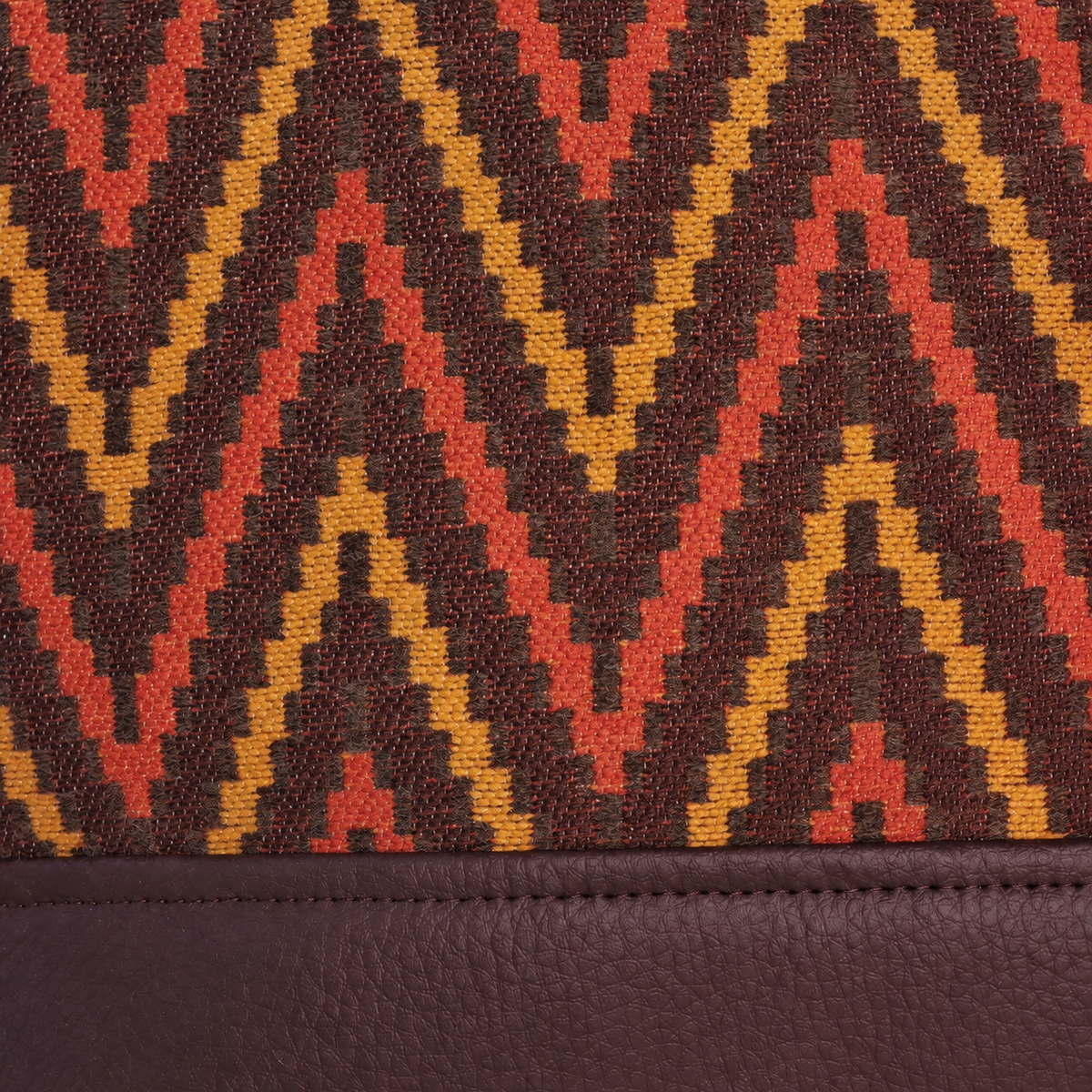 Bolso Alma «Gobelino zig zag ocre y polipiel lisa chocolate»
