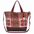 Bolso Alma «Borreguito cuadros rosa y polipiel lisa chocolate»