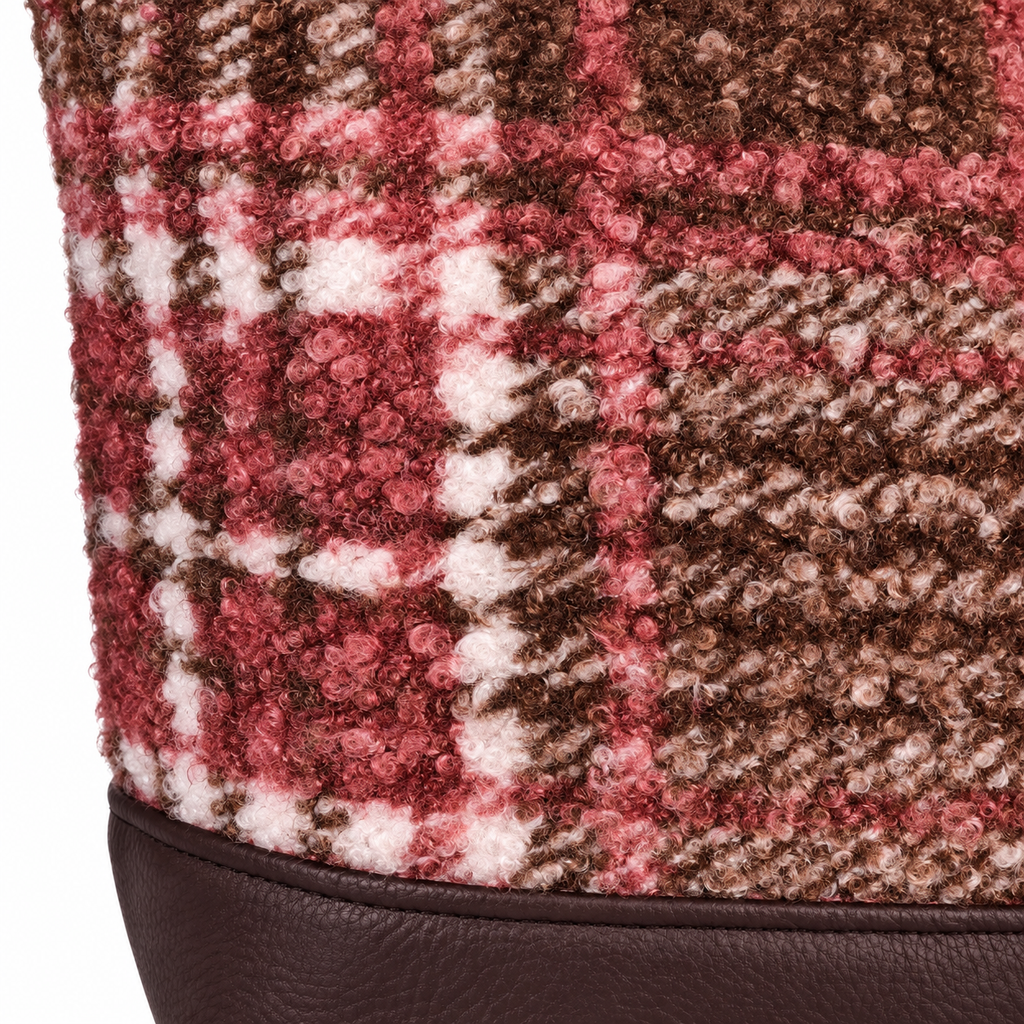 Bolso Alma «Borreguito cuadros rosa y polipiel lisa chocolate»