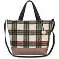Bolso Alma «Borreguito cuadros verde y polipiel lisa visón»