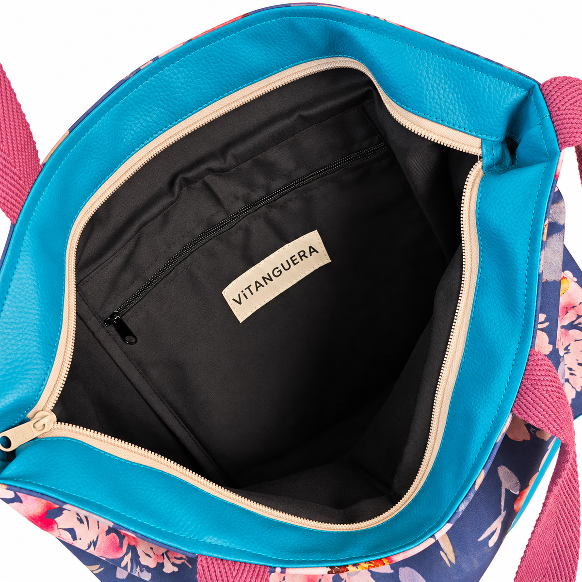 Bolso Alma «Neopreno flor marino y polipiel lisa océano»