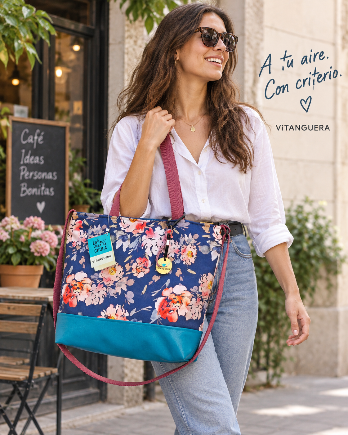 Bolso Alma «Neopreno flor marino y polipiel lisa océano»