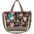 Bolso Alma «Neopreno flor negro y imipiel nobuck verde»
