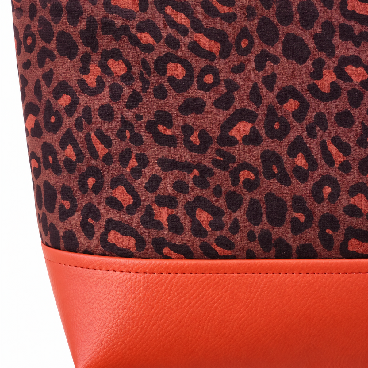 Bolso Alma «Estampado leopardo marrón y polipiel lisa teja»