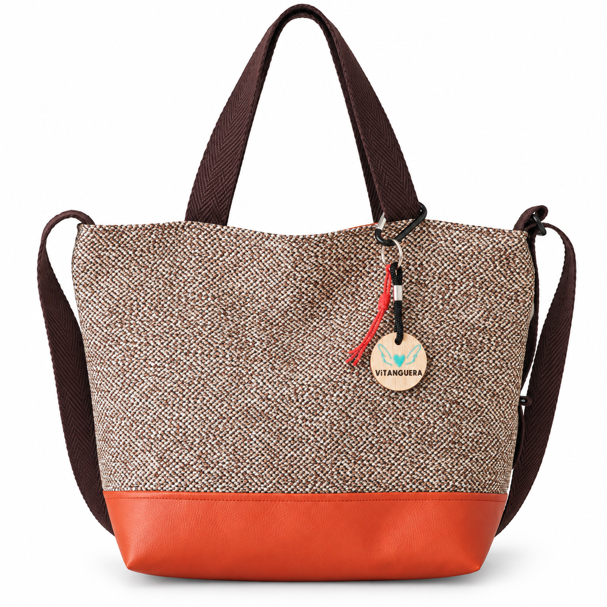 Bolso Alma «Bitono arena y polipiel lisa teja»