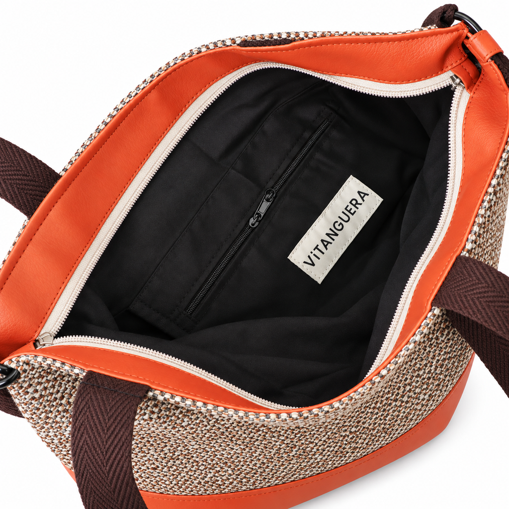 Bolso Alma «Bitono arena y polipiel lisa teja»