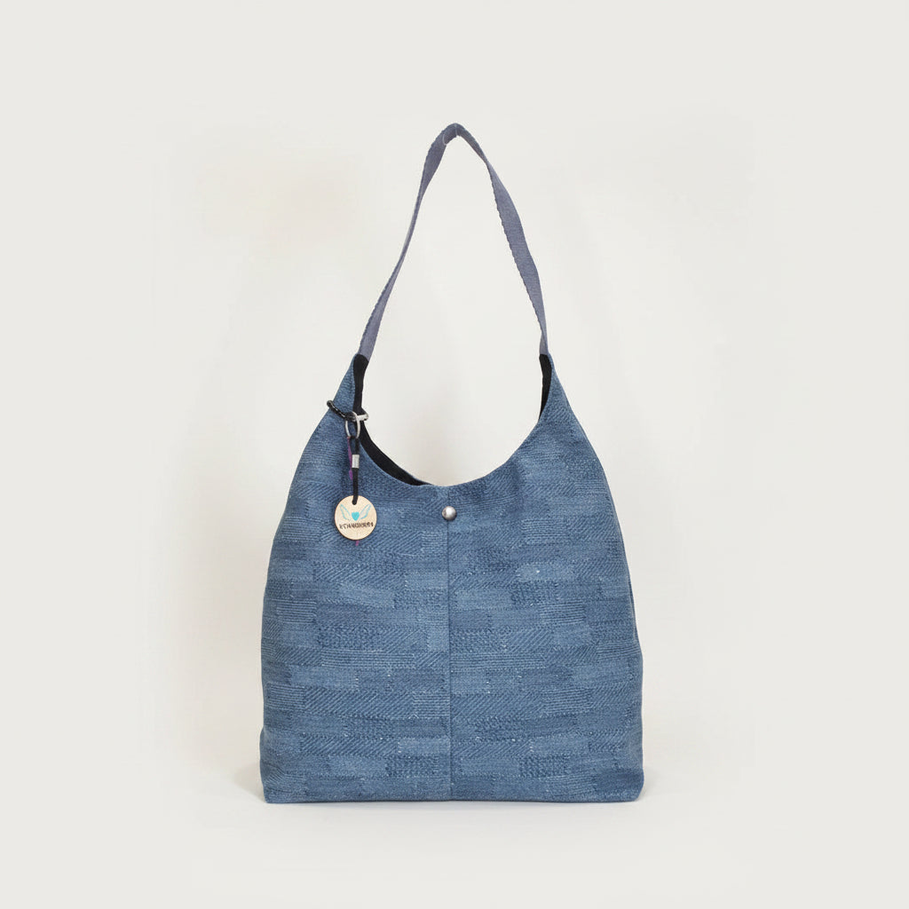 Bolso de hombro Ina Jacquard azul tejano