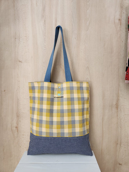 Tote bag Vichy Cuadro vichy amarillo