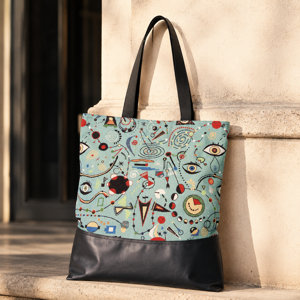 Bolsa Tote Básica TIERRA Pintor Surrealista Piel Vegana Negra