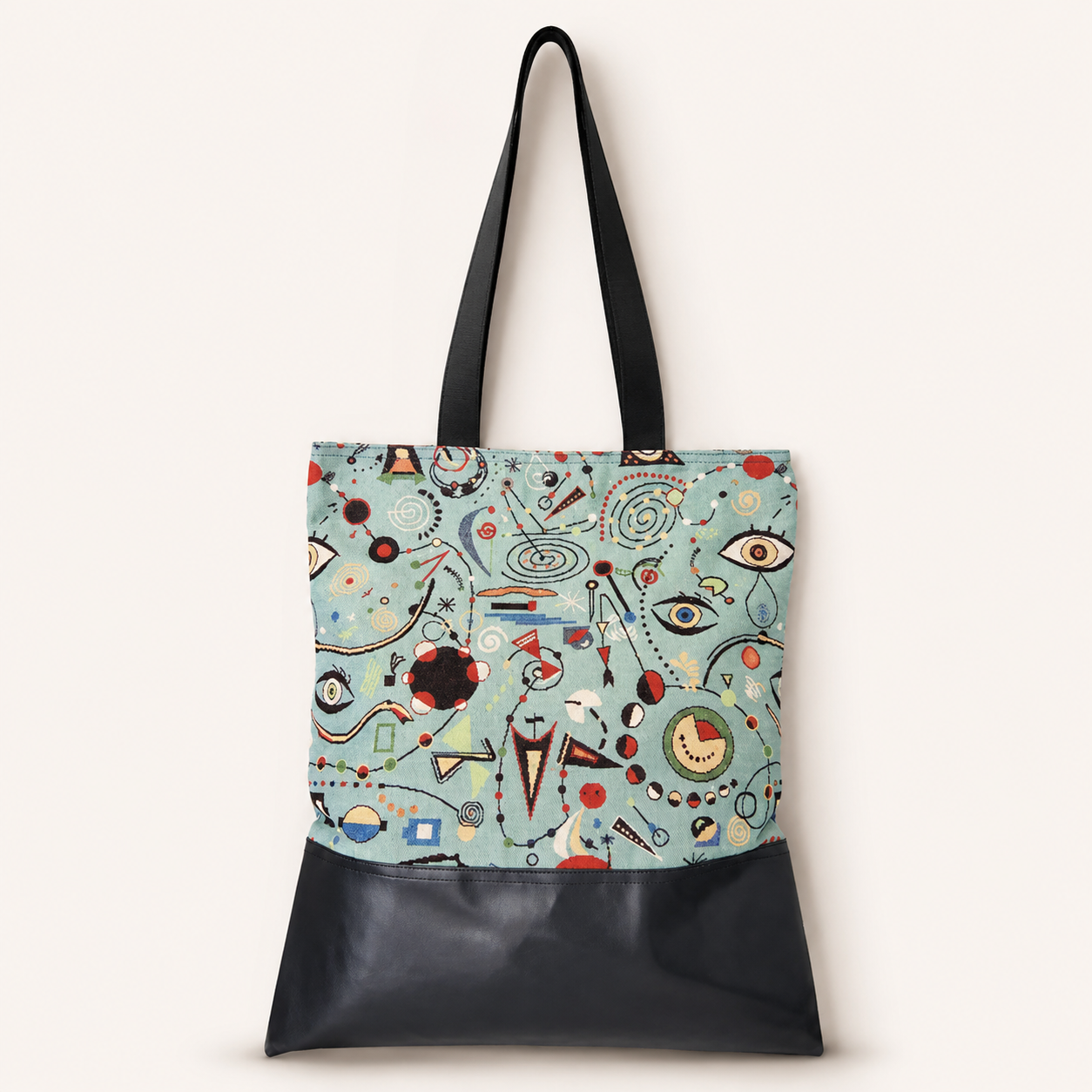 Bolsa Tote Básica TIERRA Pintor Surrealista Piel Vegana Negra