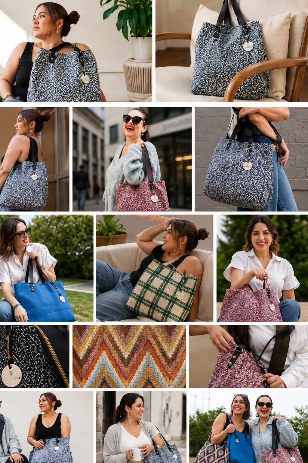 Mujeres llevando bolsos y complementos ViTANGUERA en escenas de vida real