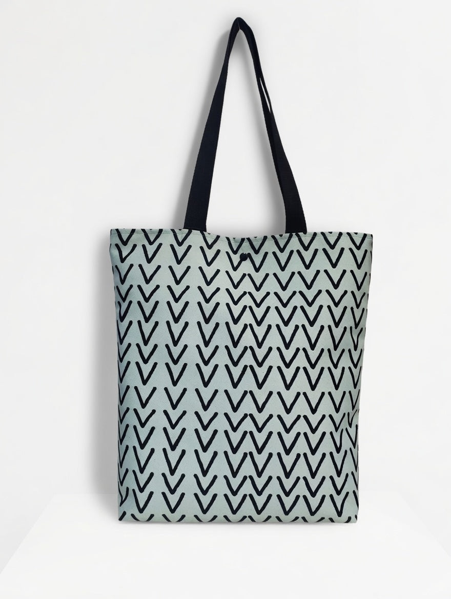Bolsa Tote Grande VENUS Geométrico V Negro Fondo Verde